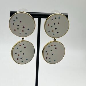 Joanna Laura Constantine Round Double Drop White Multicolored Confetti Earrings